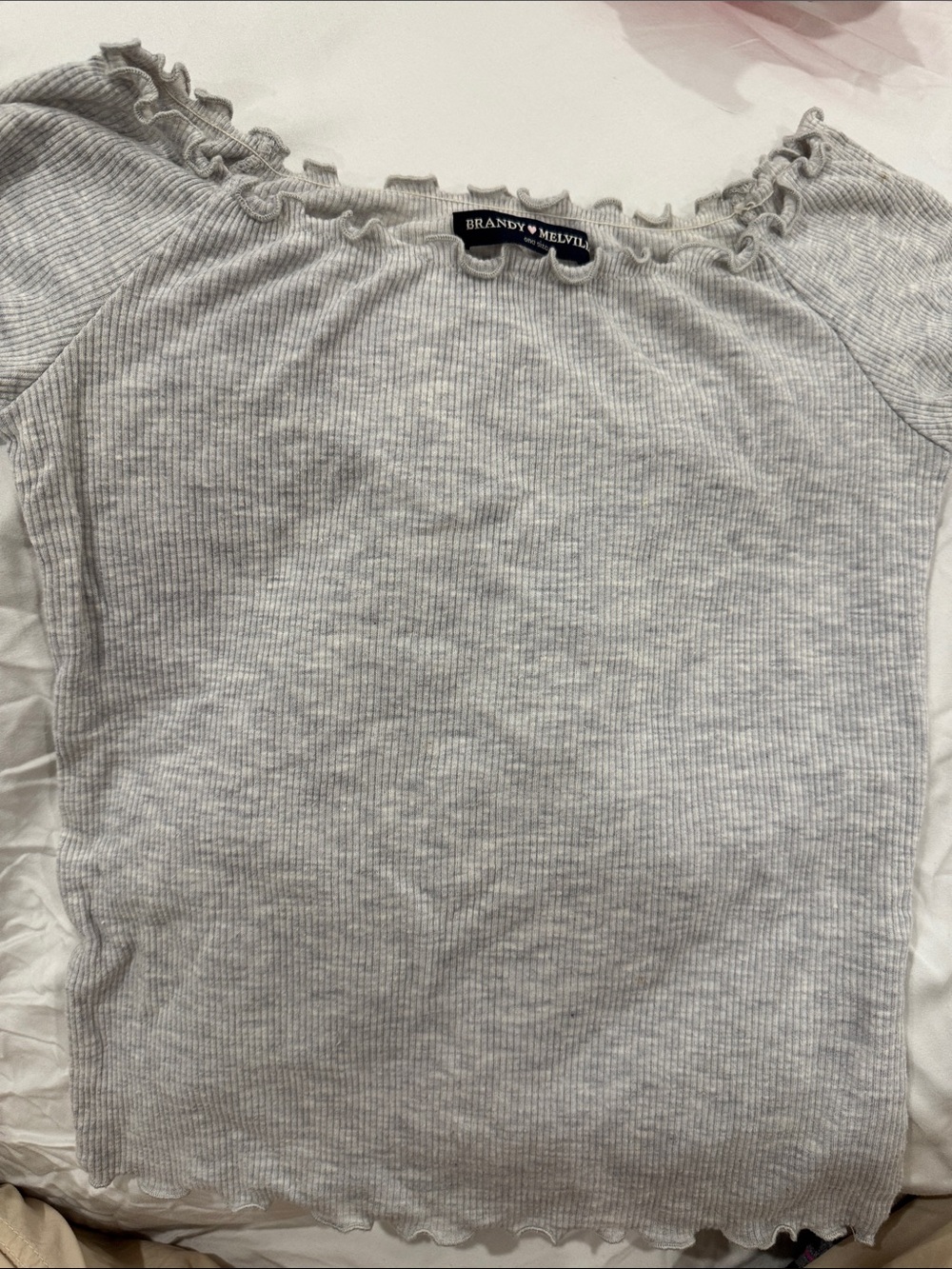 Brandy Melville Gray Ribbed Off the Shoulders